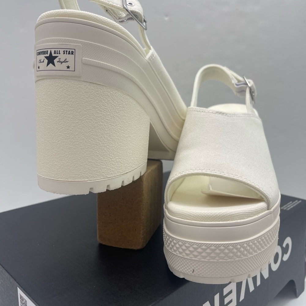 Converse CHUCK 70 DE LUXE HEEL MULE SLI EGRET/EGRET/EGRET Platform Heels A13796F - Picture 8 of 16
